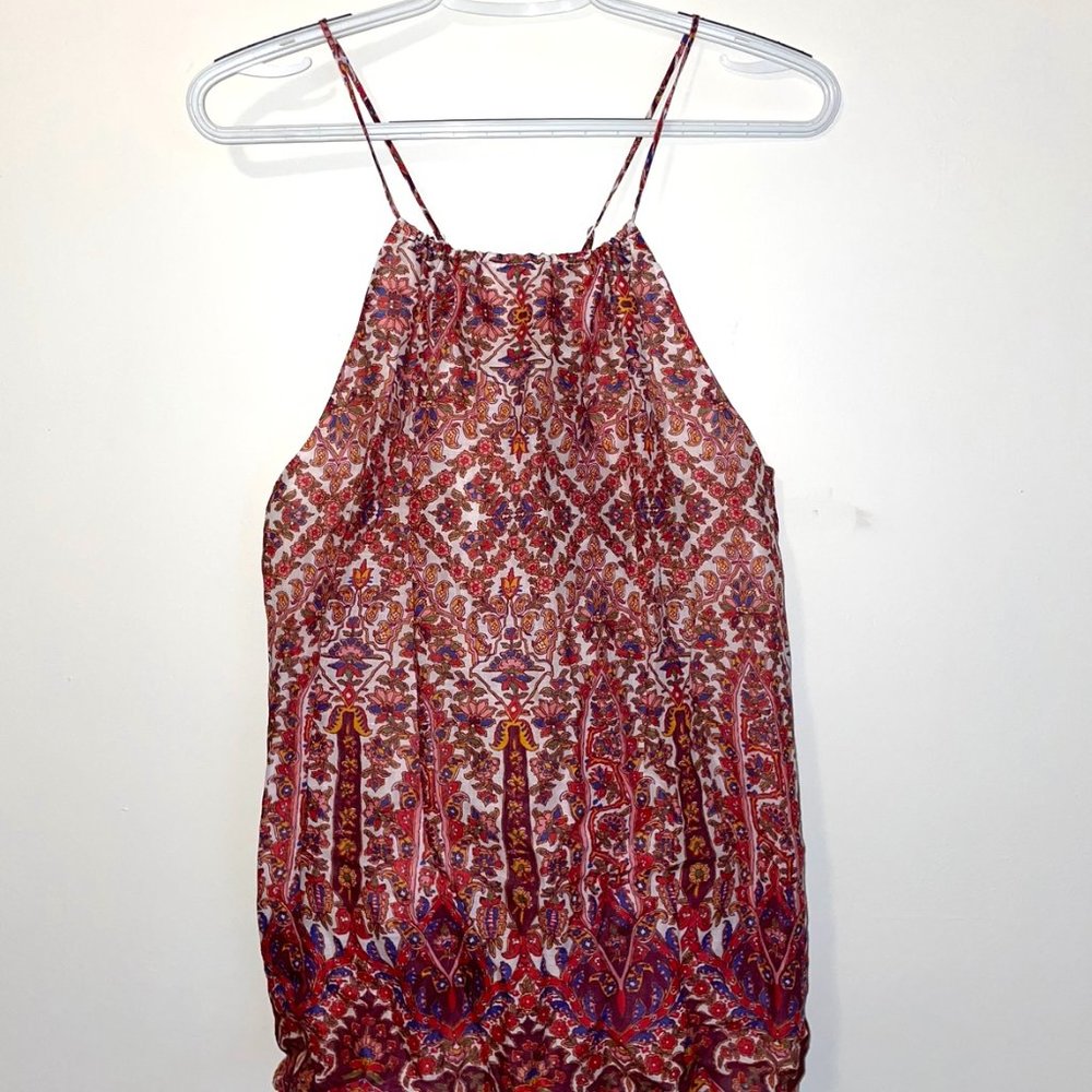 NWT Banana Republic Cross Back Pink/Red Patterned Tank Top